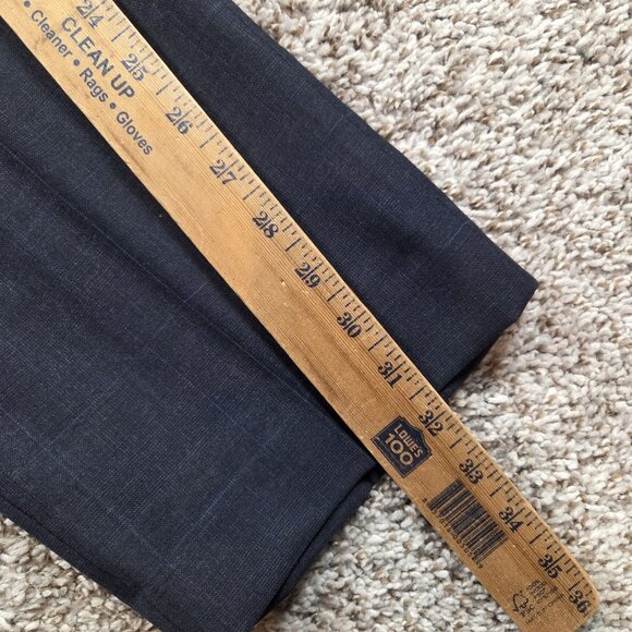 Lauren Ralph Lauren Dress Pants Mens 34x32 Blue Poly Blend Plaid Trousers Flaw* - Picture 4 of 7
